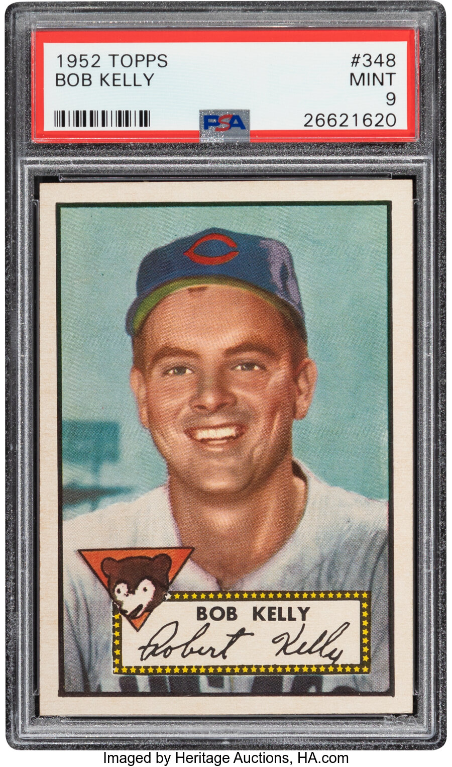 1952 Topps Bob Kelly #348 PSA Mint 9 - Pop Three, None Higher