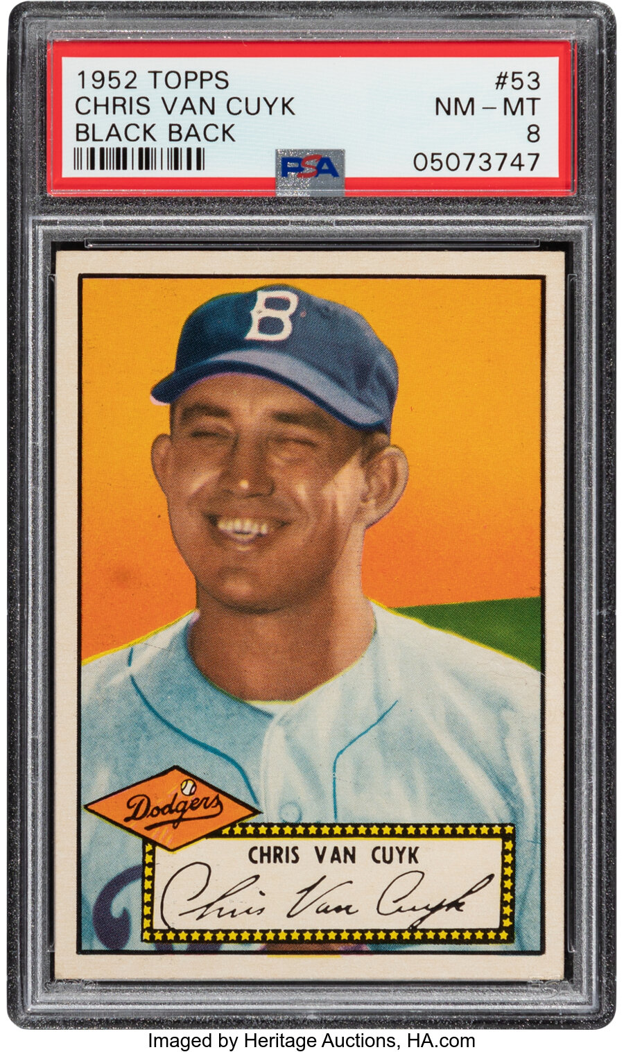 1952 Topps Chris Van Cuyk (Black Back) #53 PSA NM-MT 8