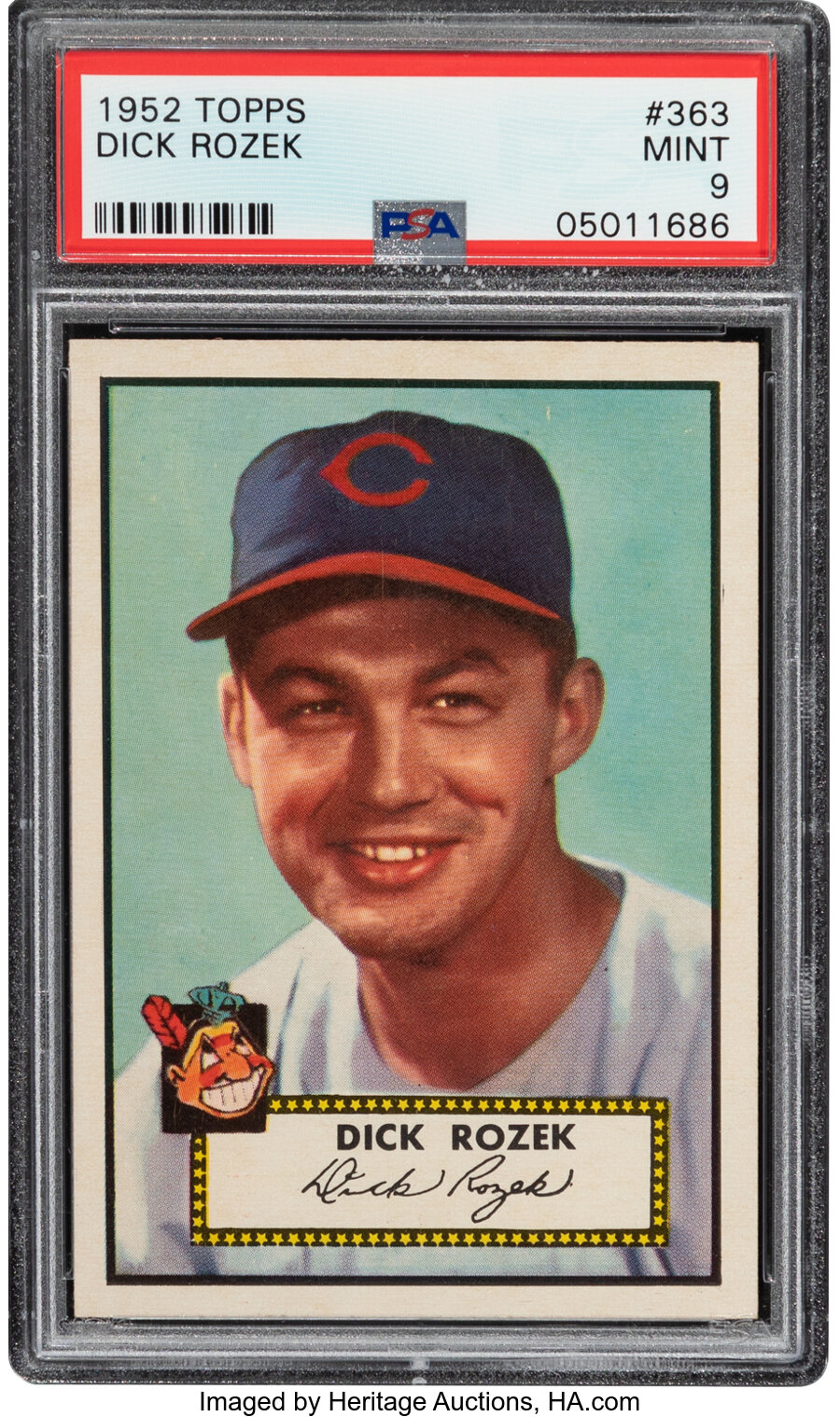 1952 Topps Dick Rozek #363 PSA Mint 9 - Pop Four, One Higher