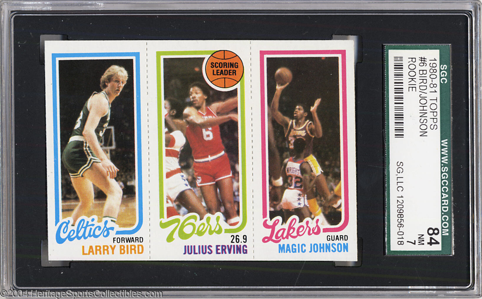 1980-81 TOPPS LARRY BIRD, MAGIC JOHNSON ROOKIE #6 SGC 84 NM. | Lot #10139 |  Heritage Auctions