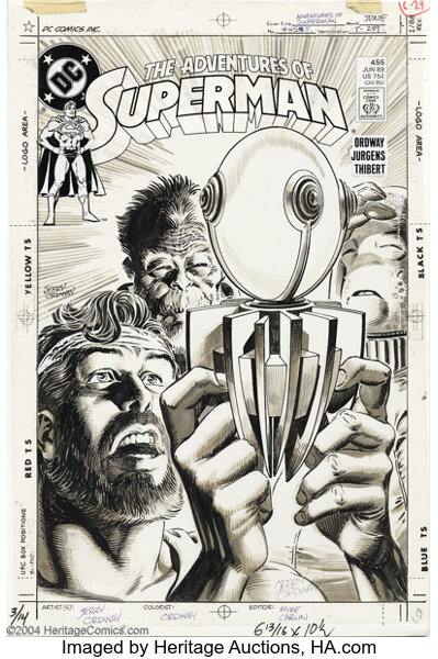 Original Comic Art:Covers, Jerry Ordway - Original Cover Art for Adventures of Superman #455 (DC, 1989). Jerry Ordway has drawn this cover on Craftint ...