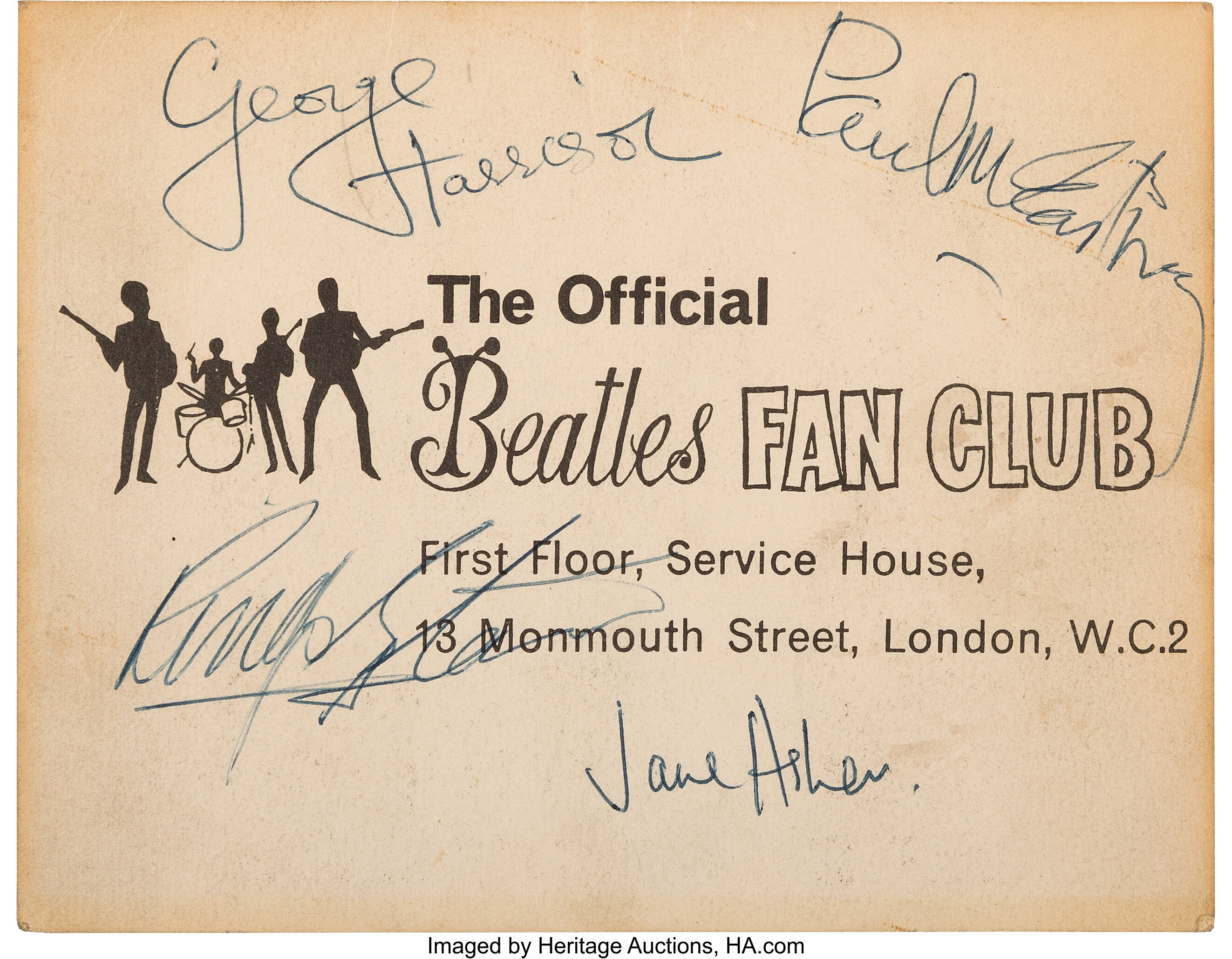 The Beatles Fan Card Signed by Paul McCartney, George | Lot #11073 |