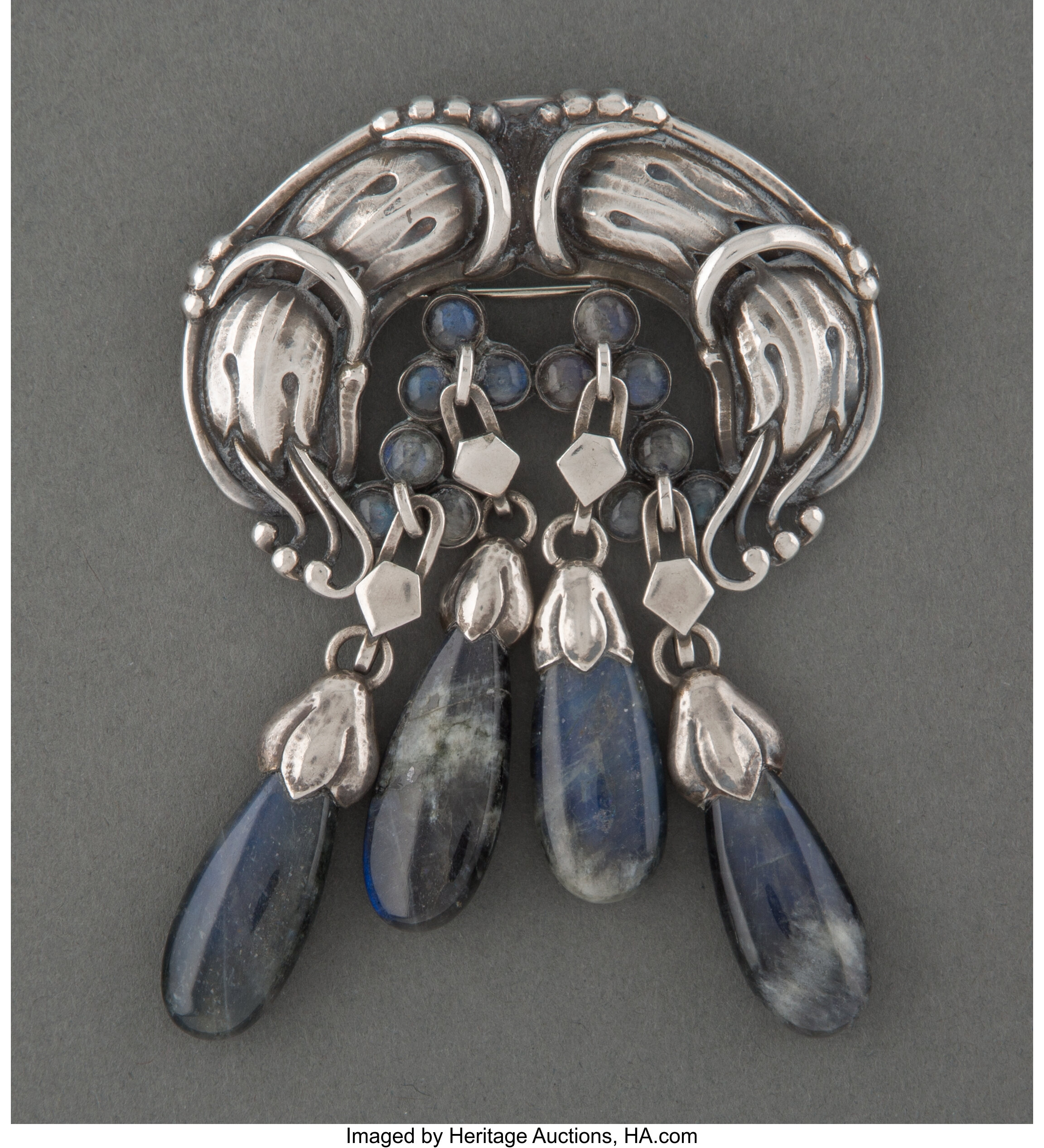 A Georg Jensen Silver and Labradorite No. 22 Brooch, circa 1933