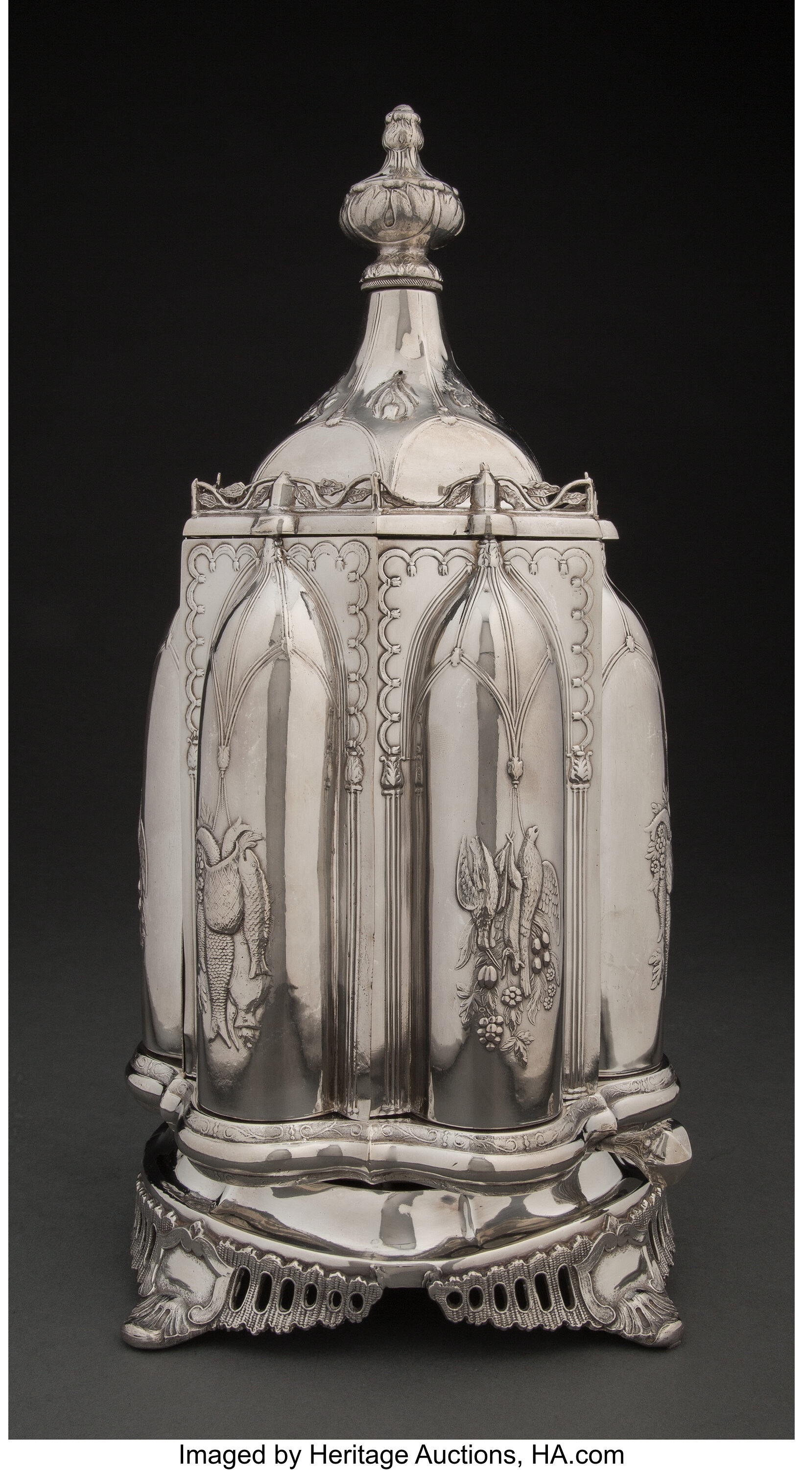 A Roswell Gleason & Sons Gothic Revival Silver-Plated and Cut-Glass ...