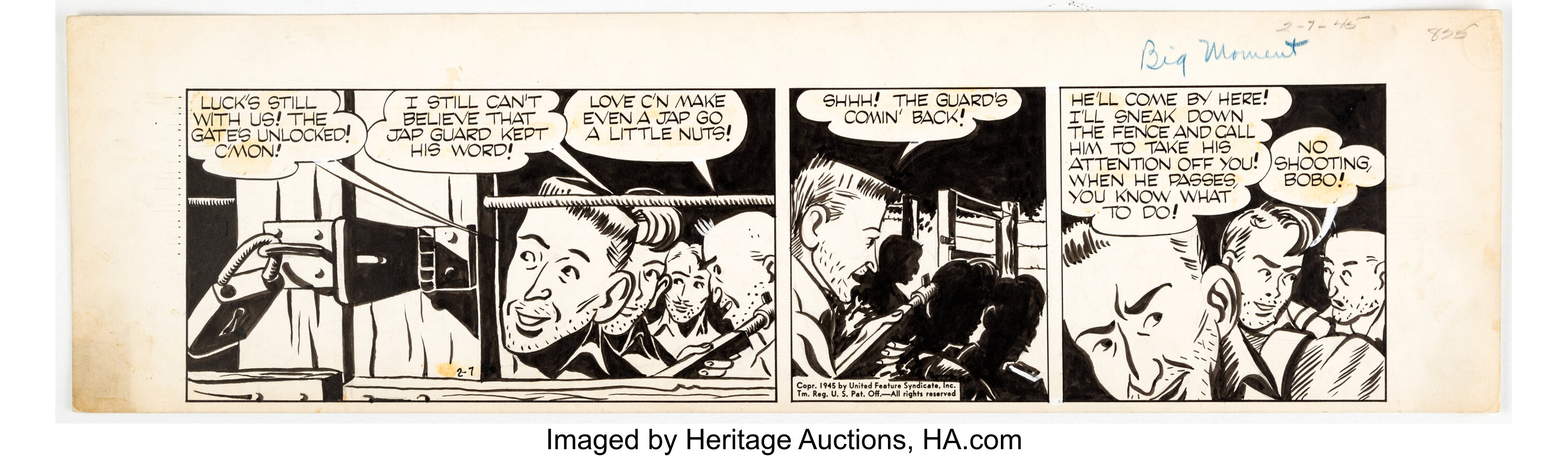 Milburn Rosser Race Riley and the Commandos Daily Comic Strip | Lot ...