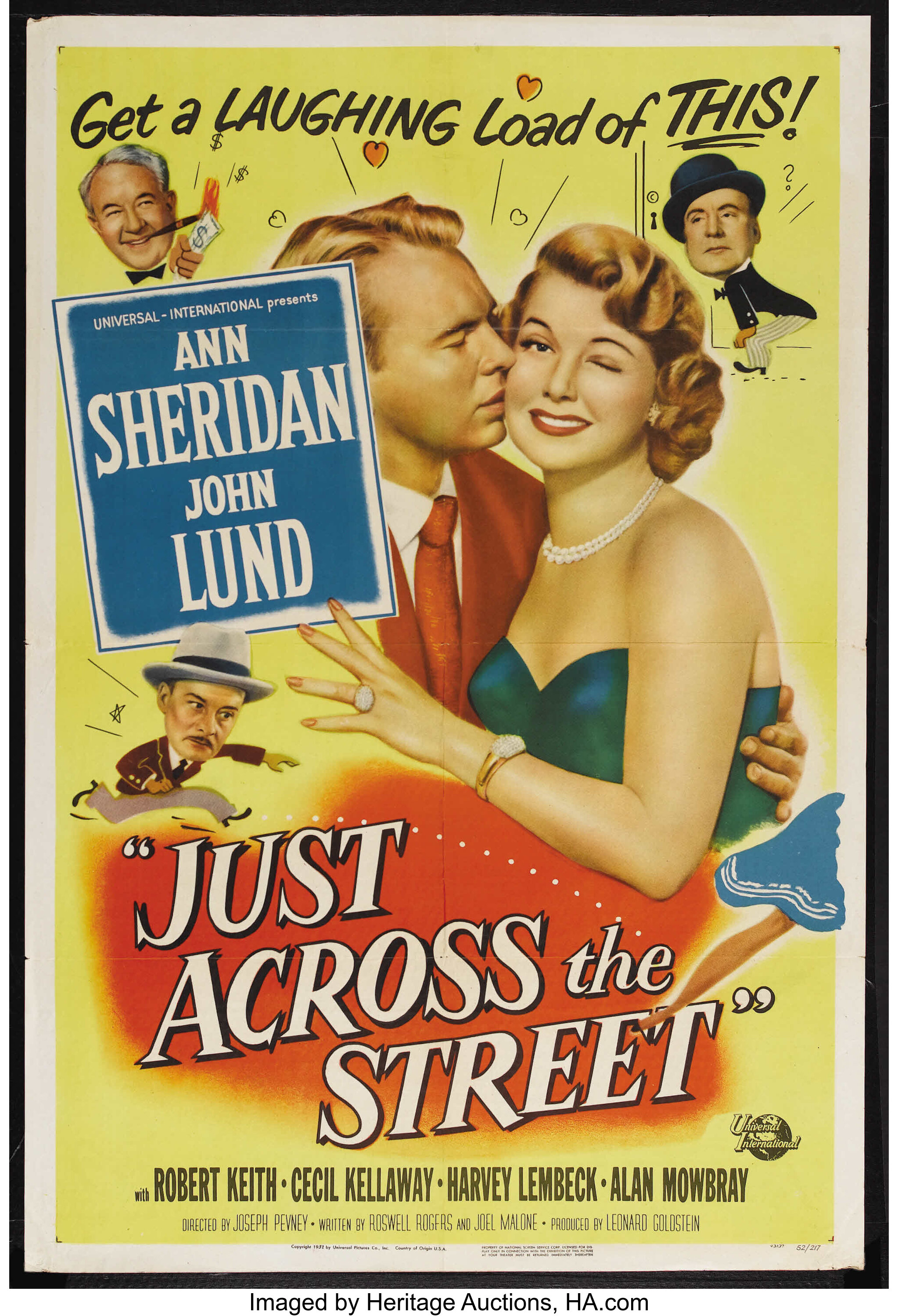 Just Across the Street (Universal International, 1952). One Sheet | Lot ...