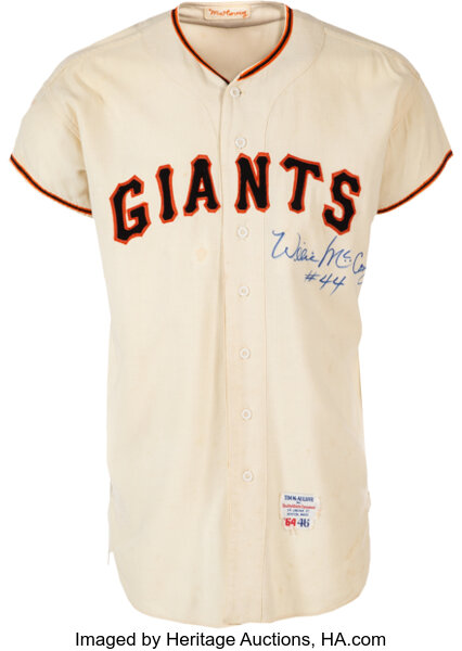 San Francisco Giants spring training jersey worn and signed by Willie Mays