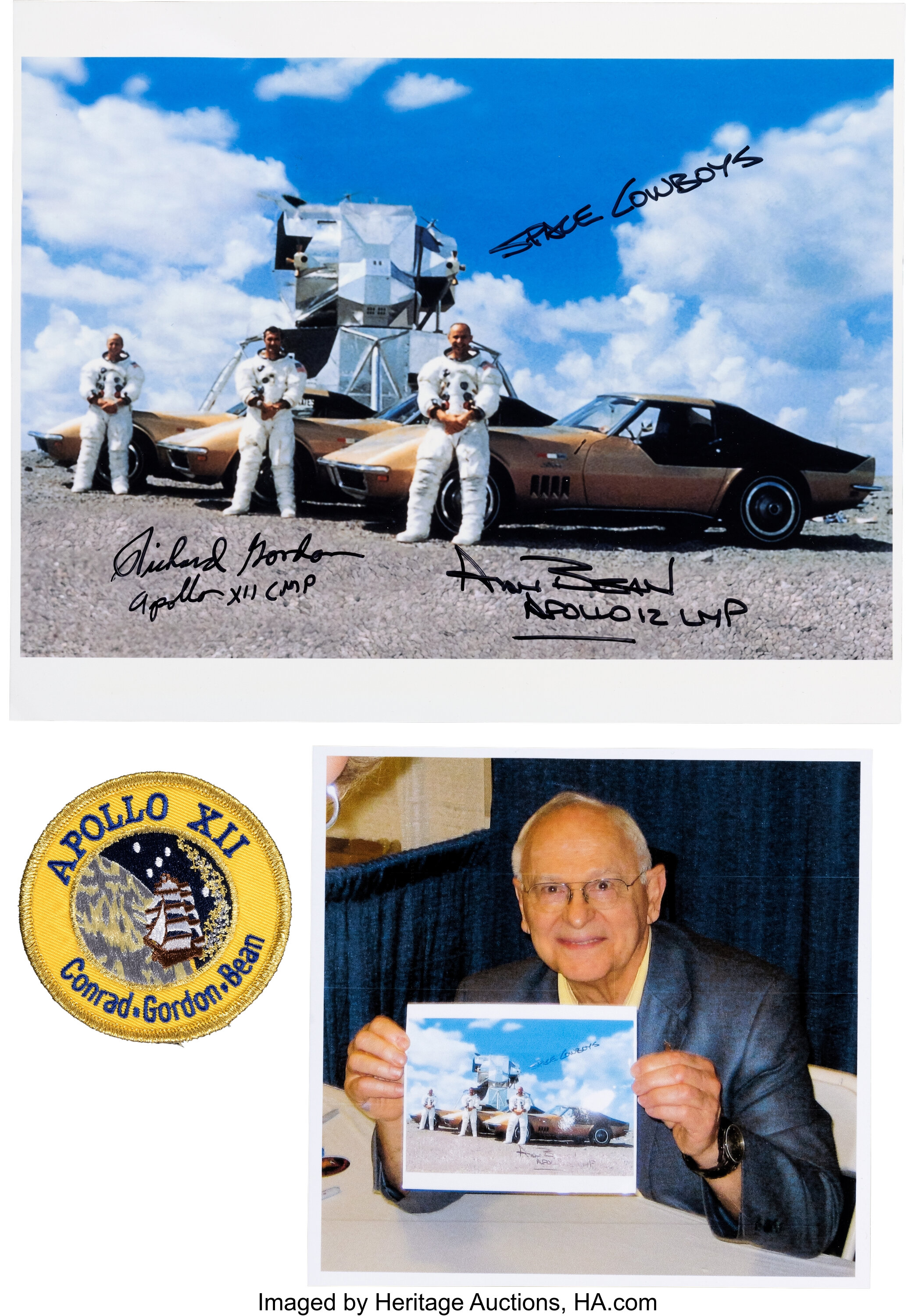 Apollo 12: Crew with Their Gold Chevrolet Corvettes Color Photo | Lot ...