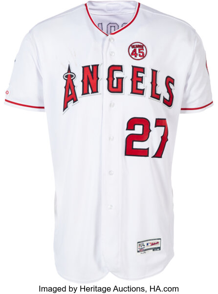 Mike Trout Majestic Los Angeles Angels Home White Jersey w/ Patch