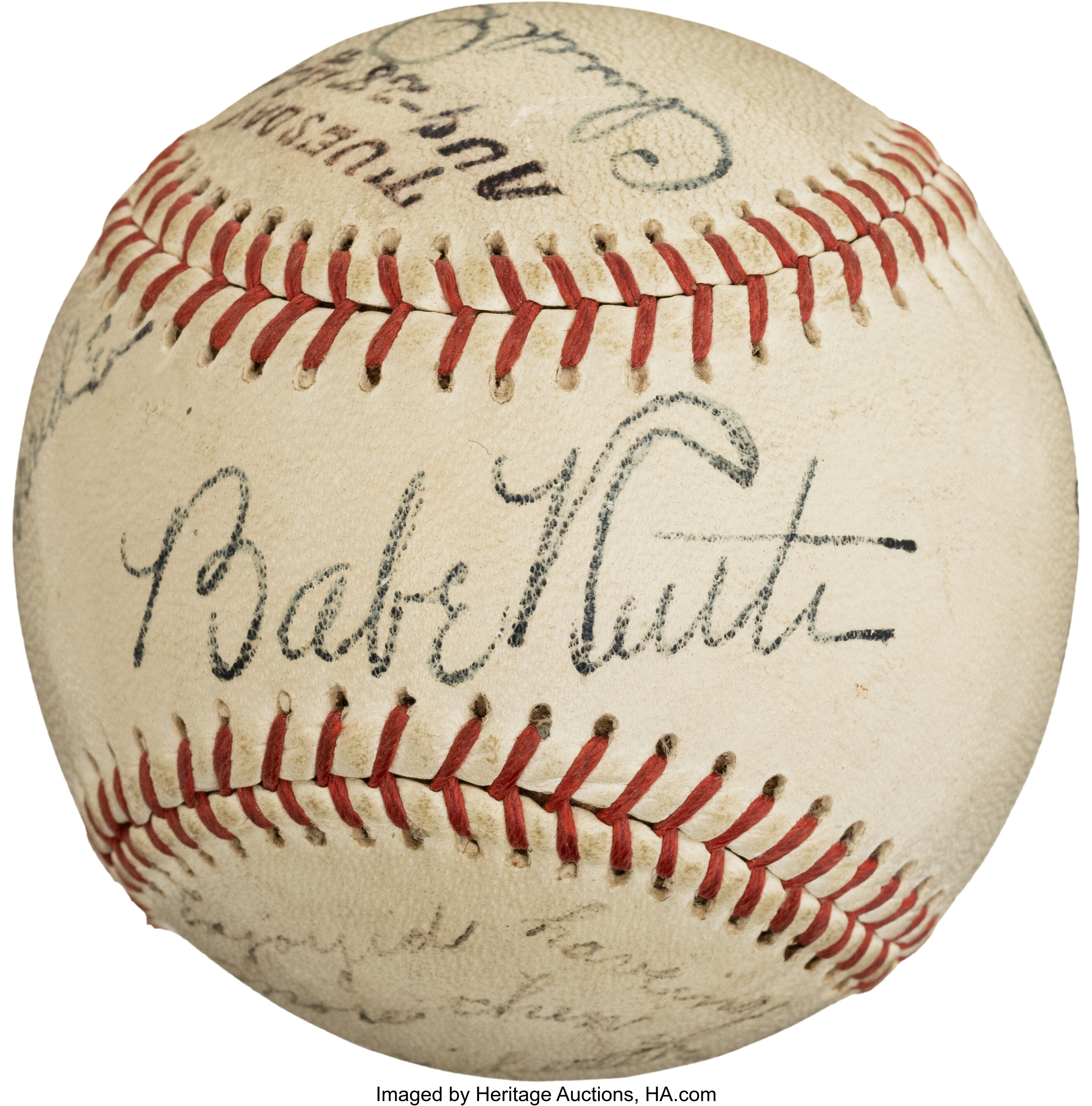 Sell / Auction a Babe Ruth Lou Gehrig Dual Signed Baseball PSA/DNA 6.5