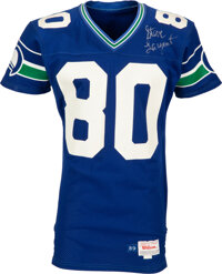 Lot Detail - 1989 Steve Largent Seattle Seahawks Game Worn and Signed Jersey