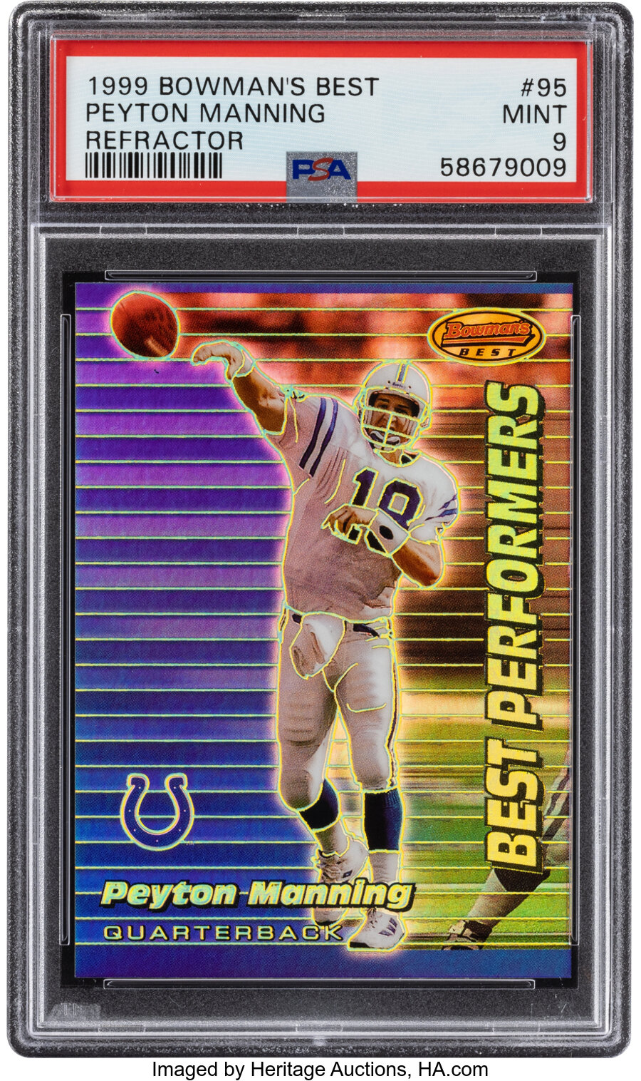1999 Bowman's Best Peyton Manning (Refractor) #95 PSA Mint 9 - #'d 54/400
