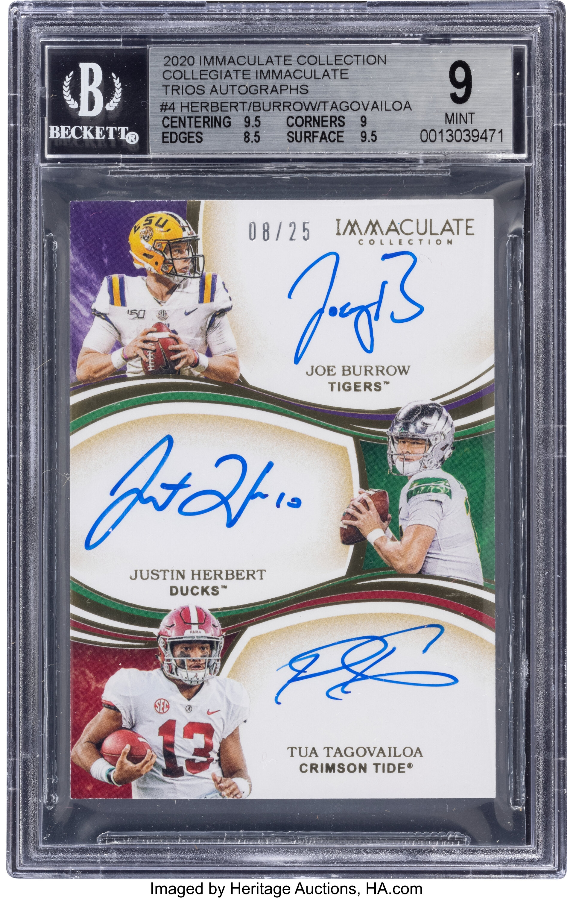 2020 Panini Immaculate Collection Collegiate Justin Herbert, Joe, Lot  #57825