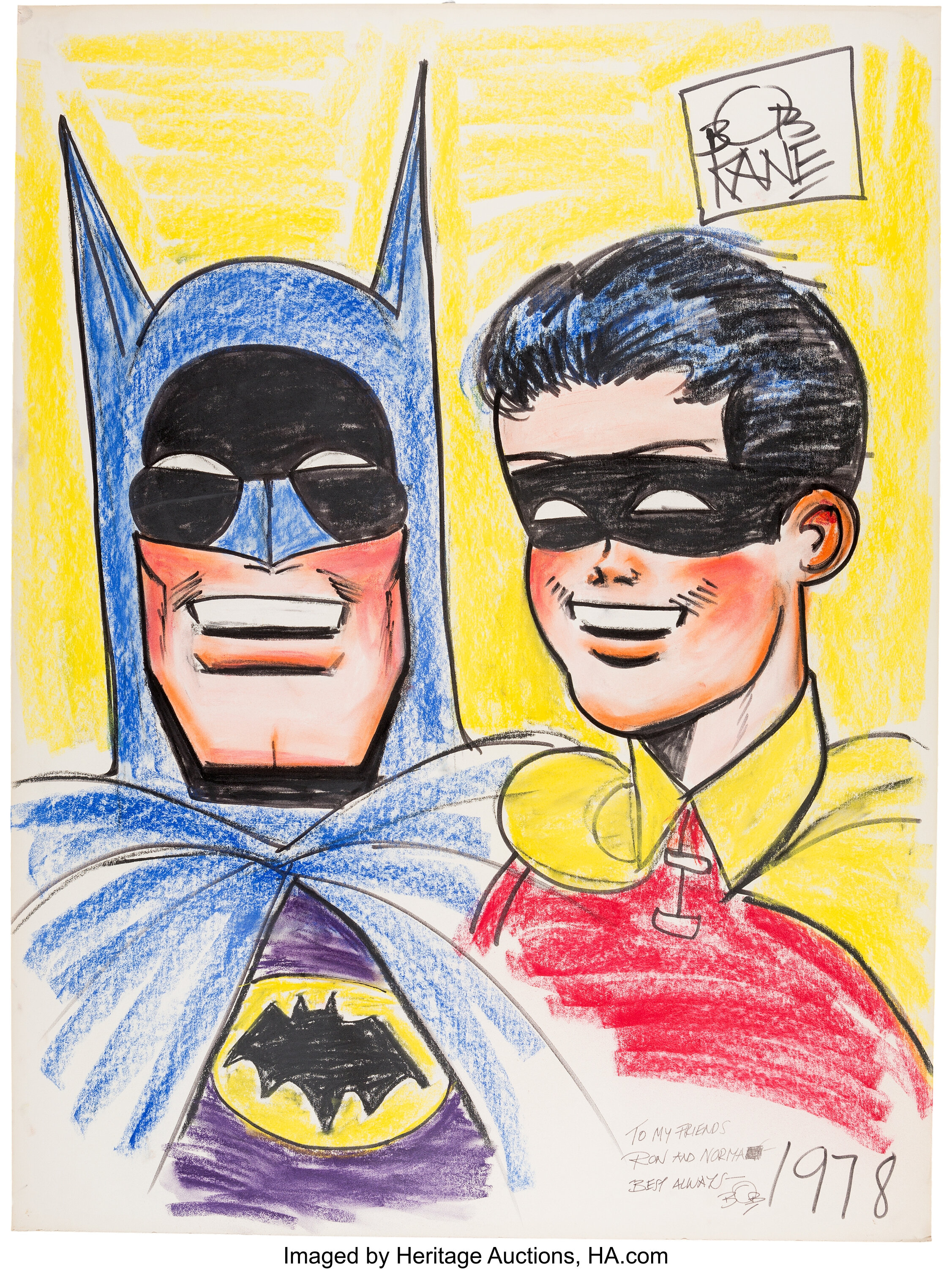 Bob Kane - Batman and Robin Illustration Original Art (1978).... | Lot  #98180 | Heritage Auctions