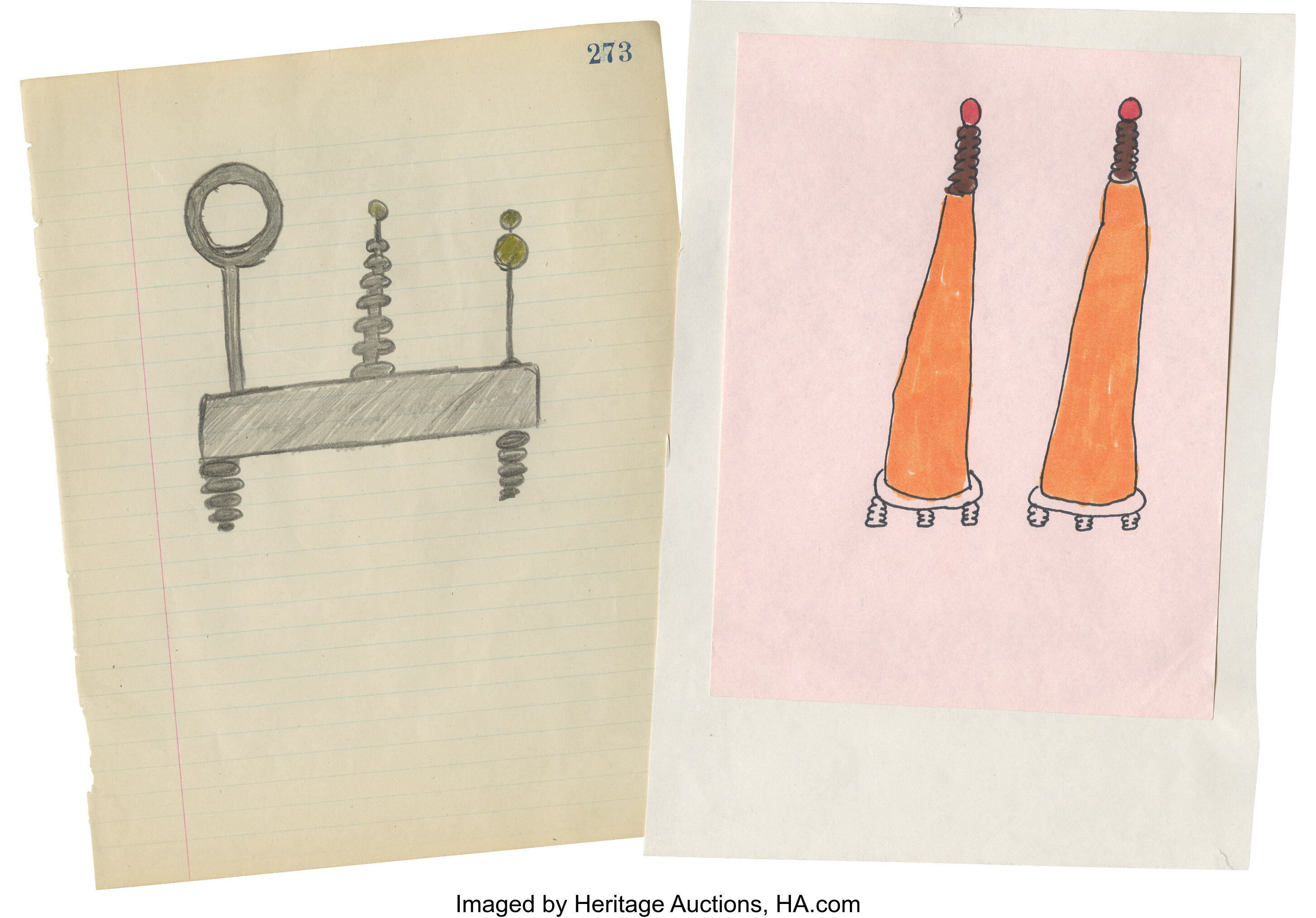 Two Kenneth Strickfaden Sketches of his Frankenstein Electrical | Lot ...