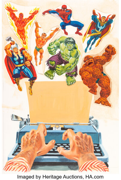 Original Comic Art:Covers, John Romita Sr. Origins of Marvel Comics Cover Original Art (Simon & Schuster, 1974)....