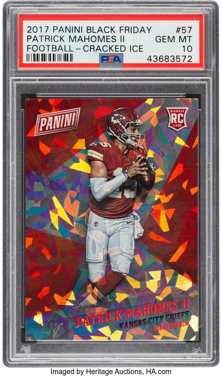 2017 Panini Black Friday Football Patrick Mahomes II (Cracked Ice) Rookie #57 PSA Gem Mint 10 - #'d 5/25