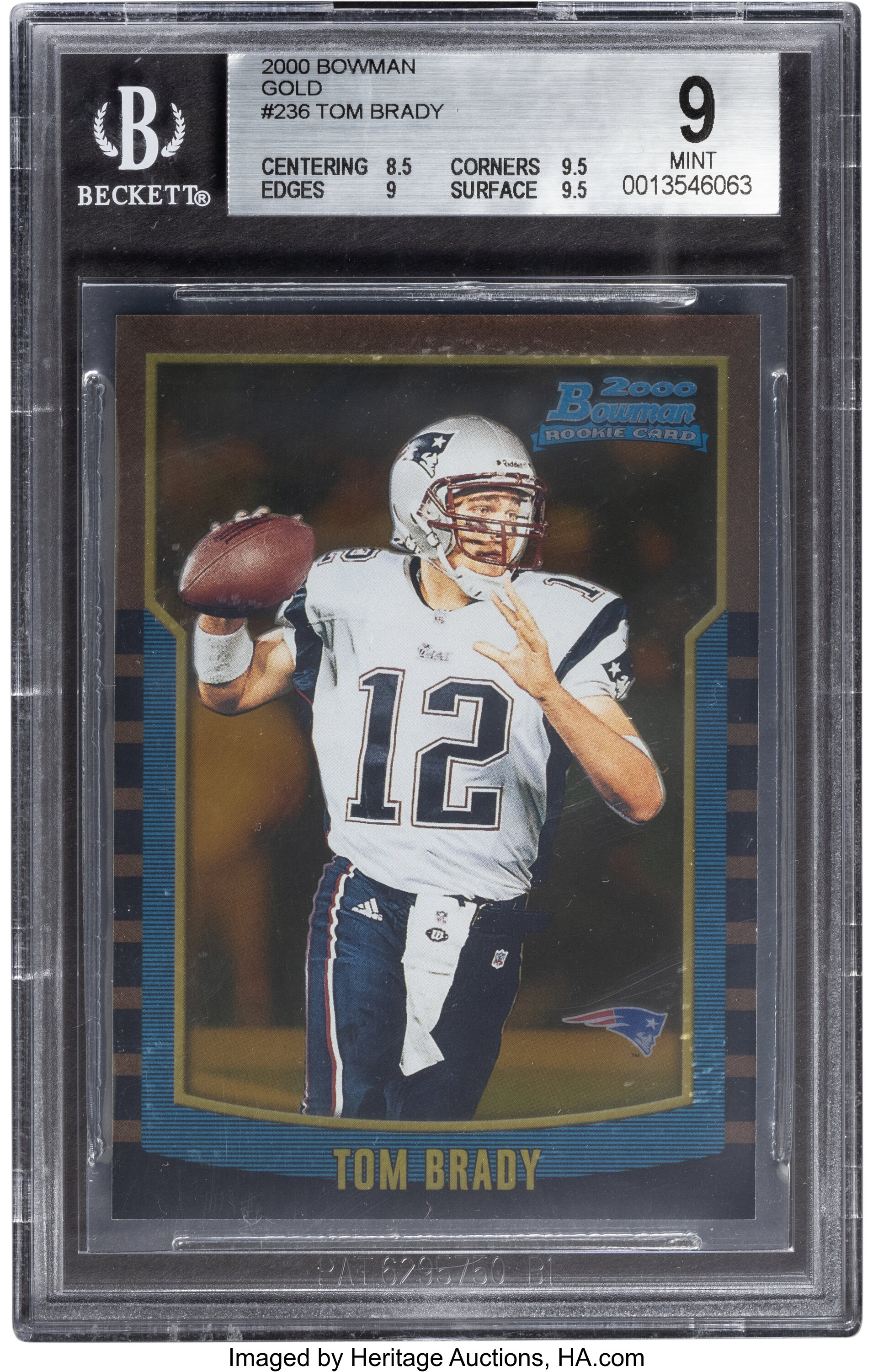 2000 Pacific Tom Brady Gold #403 BGS Mint 9 - Numbered 96/199