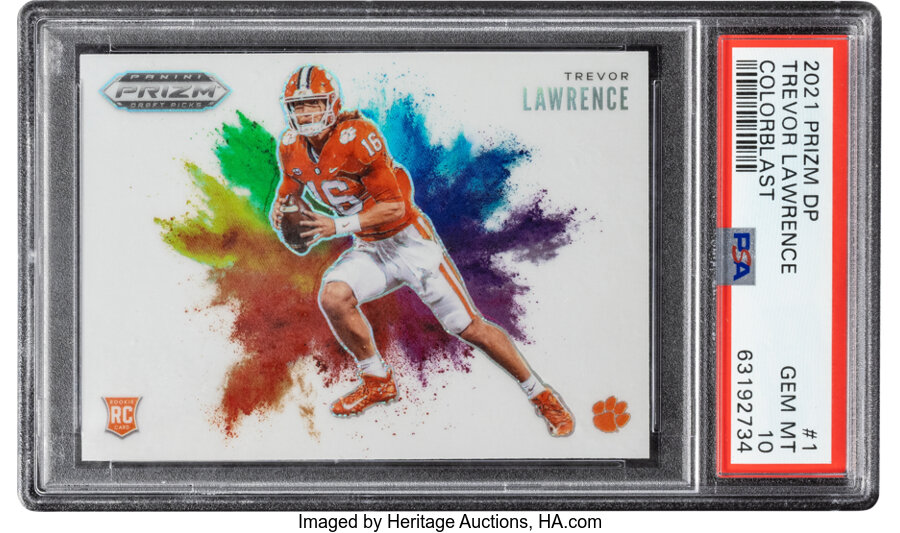 2021 Panini Prizm Draft Picks Trevor Lawrence (Colorblast) Rookie #1 PSA Gem Mint 10 - Pop One!