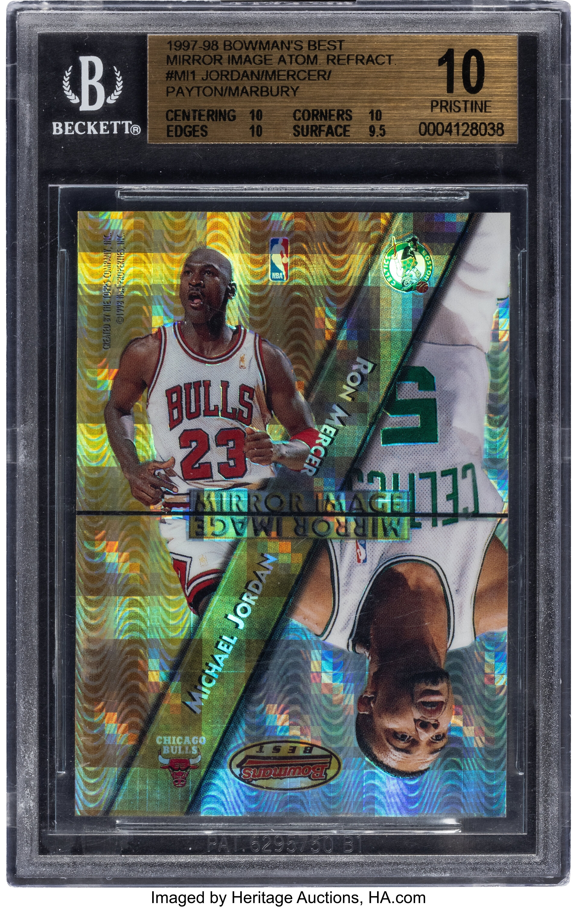 1997 Bowman's Best Mirror Image Jordan, Mercer, Payton, Marbury