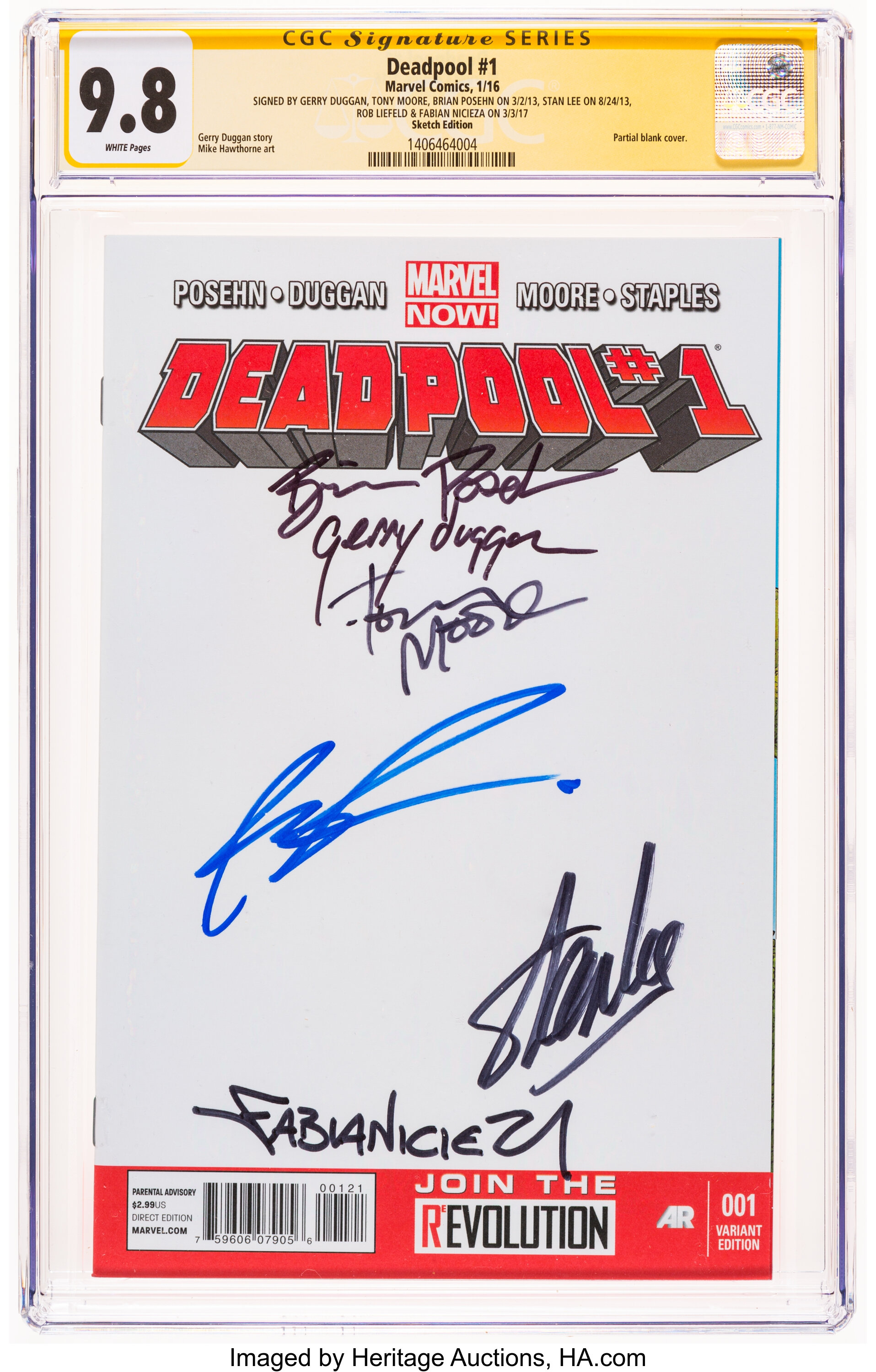 Deadpool #1 Sketch Edition - Signature Series: Stan Lee, Rob | Lot #17285 |  Heritage Auctions