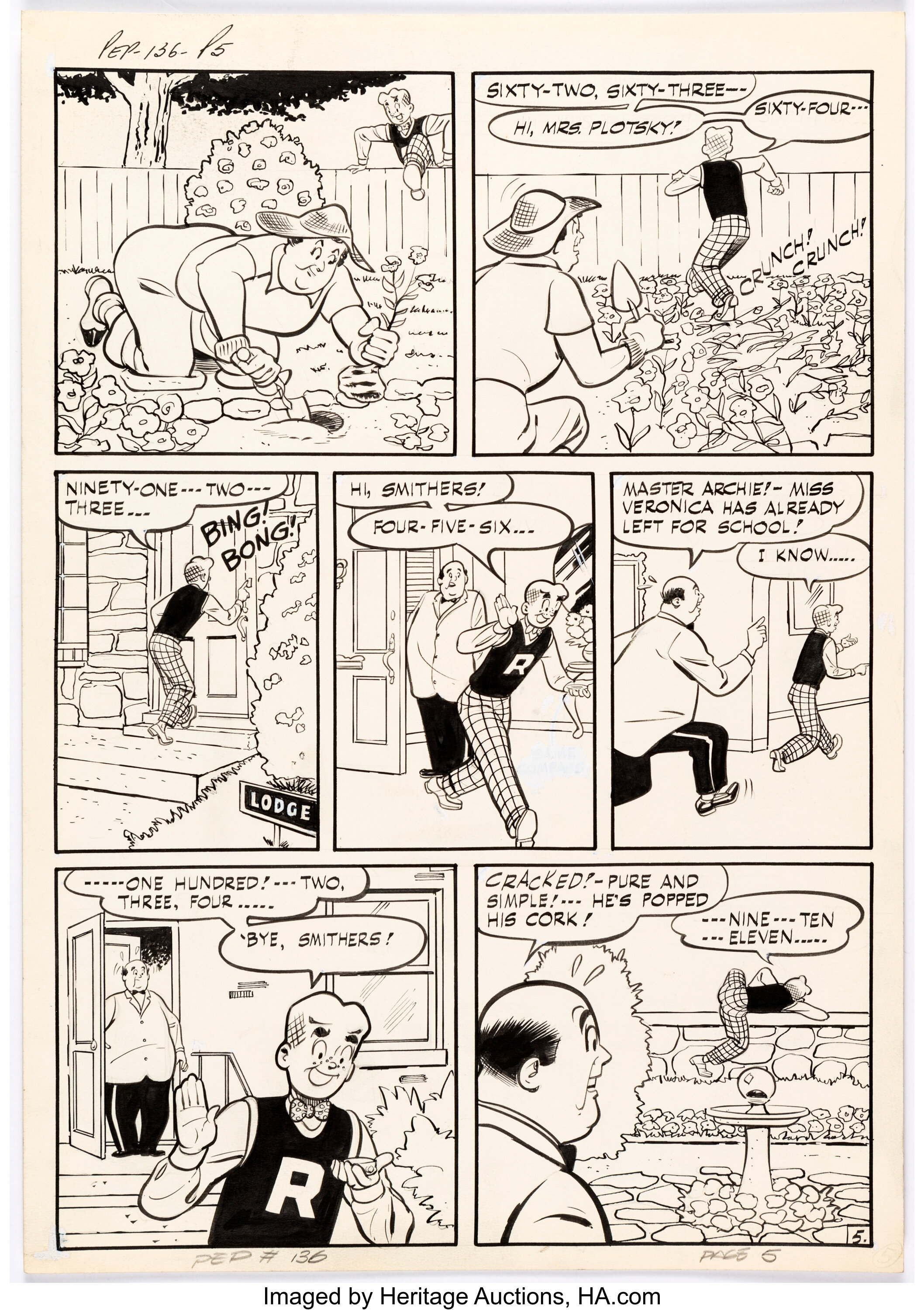 Harry Lucey and Terry Szenics Pep Comics #136 Story Page 5 Original ...