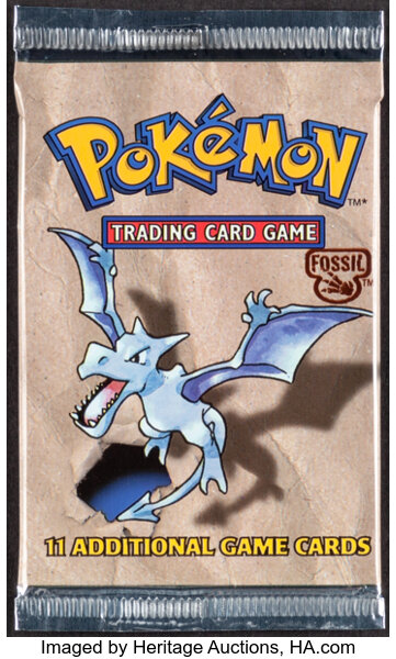 1999 Pokemon 1st Edition Fossil Booster Pack - Aerodactyl Art WOTC