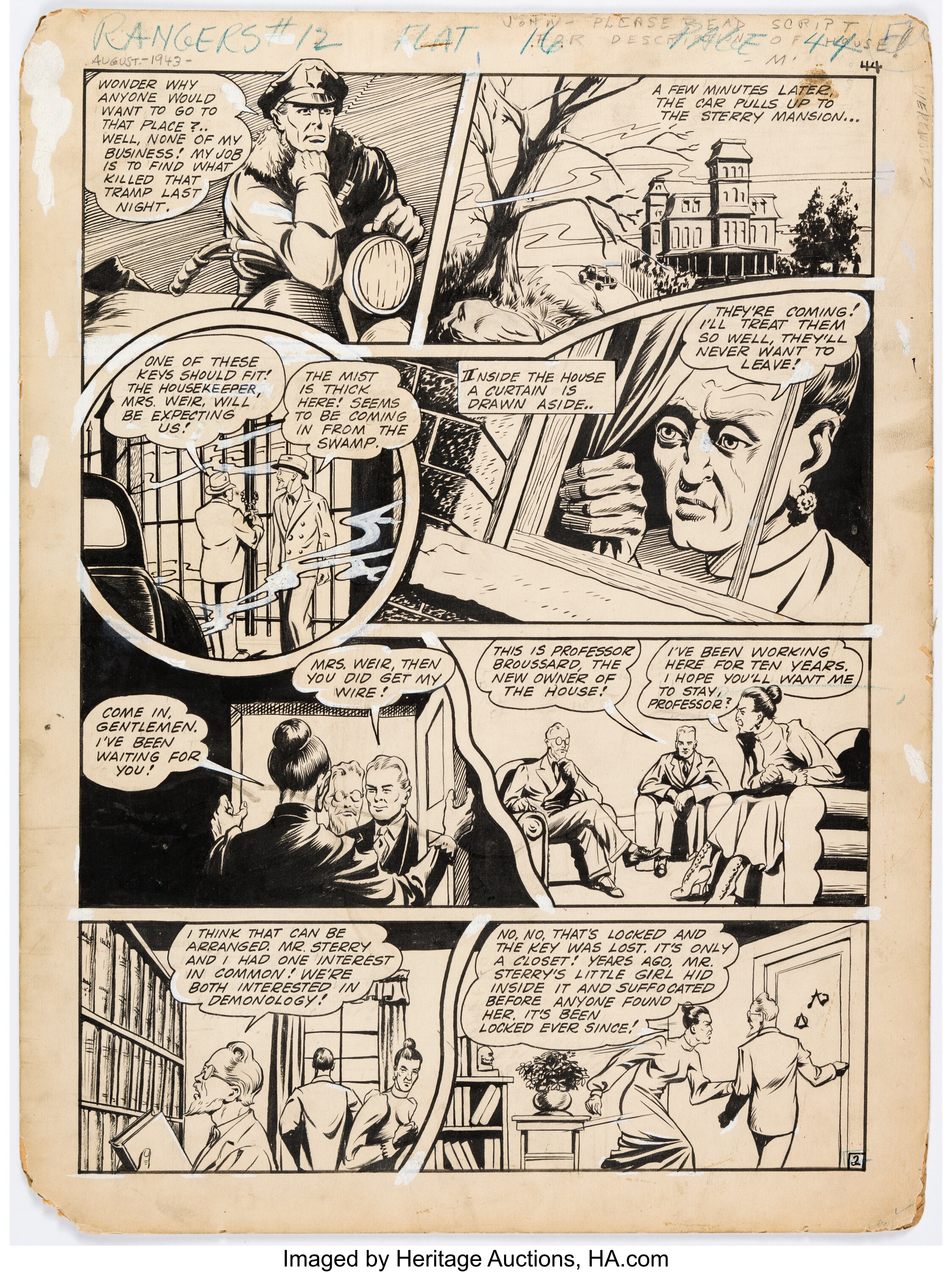 Saul Rosen Rangers Comics #12 Story Page 2 Original Art (Fiction | Lot ...