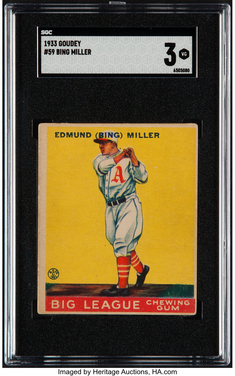 1933 Goudey Bing Miller #59 SGC VG 3