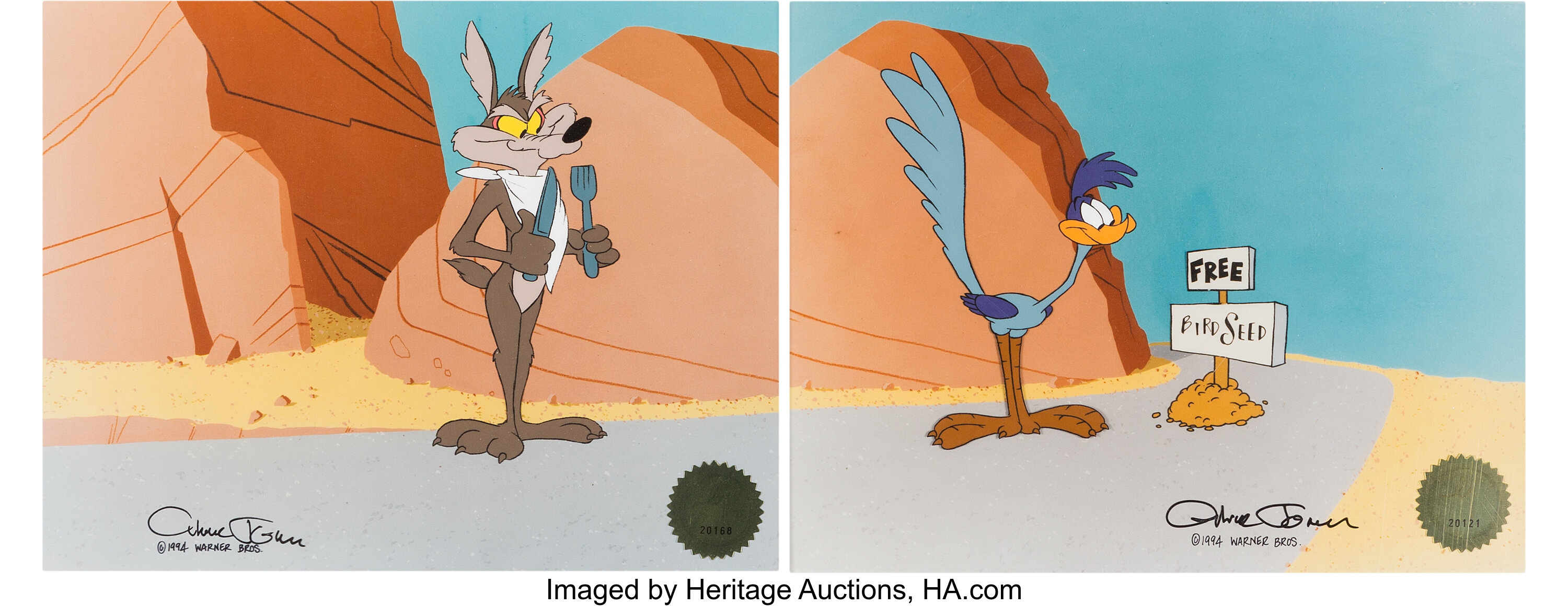 Chariots Of Fur Road Runner And Wile E. Coyote Production Cels 