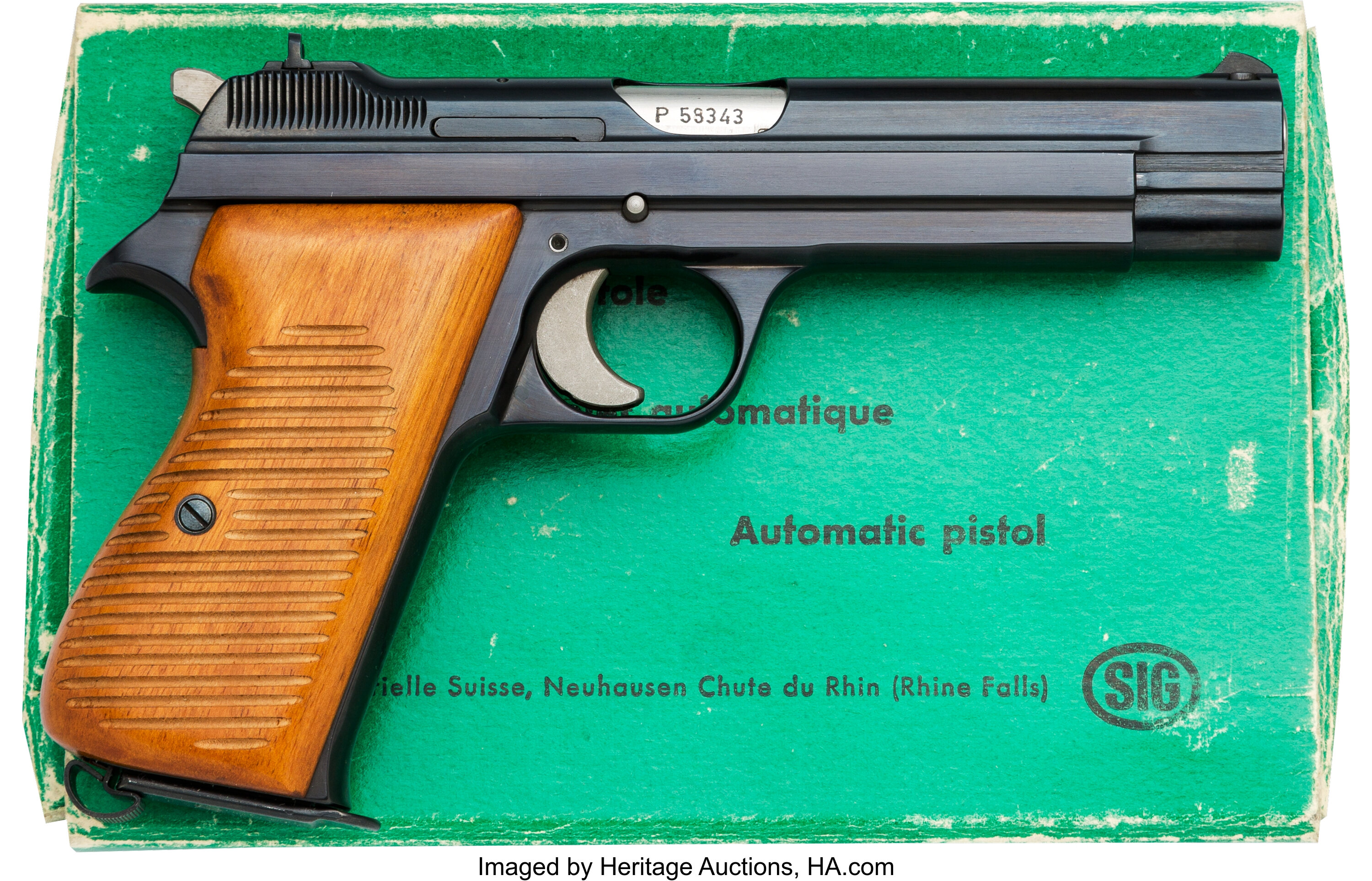 Boxed Swiss Army Sig Arms P210 SemiAutomatic Pistol.. Handguns Lot 40218 Heritage Auctions