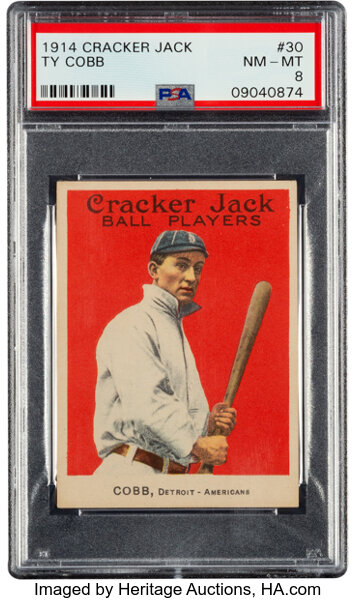 Baseball Cards:Singles (Pre-1930), 1914 Cracker Jack Ty Cobb #30 PSA NM-MT 8....