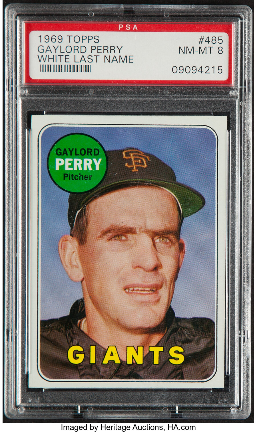 1969 Topps Gaylord Perry (Last Name In White) #485 PSA NM-MT 8