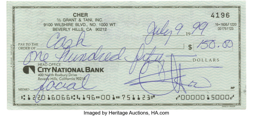 written personal check