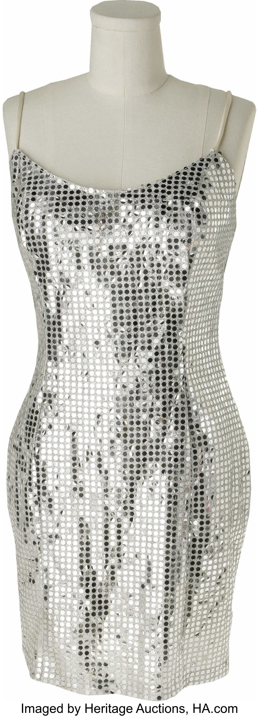 Diana Ross Stage Worn Dress. A shimmery silver sequined mini dress ...