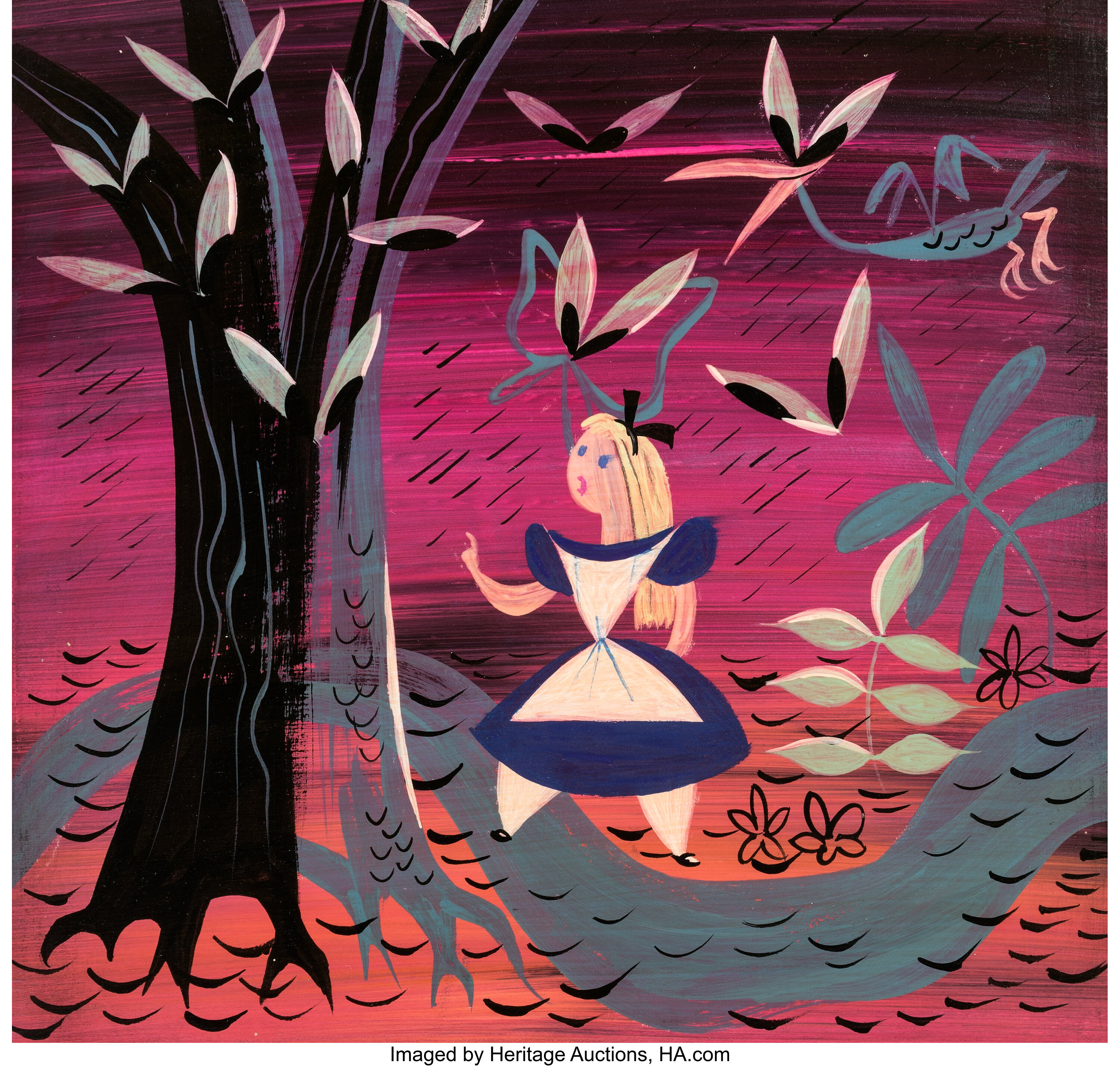 Mary Blair Alice in Wonderland Alice in Tulgey Wood Concept/Color | Lot ...