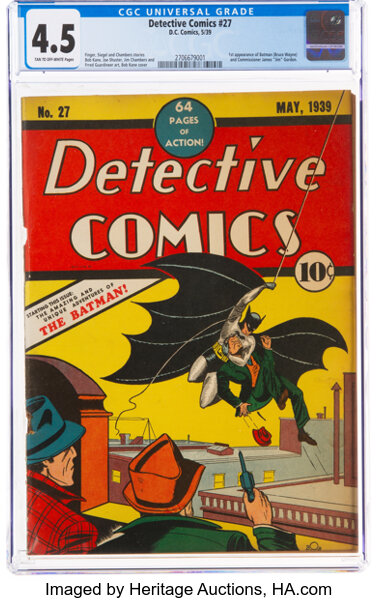 Golden Age (1938-1955):Superhero, Detective Comics #27 (DC, 1939) CGC VG+ 4.5 Tan to off-white pages....