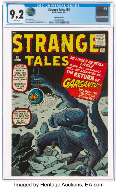 Silver Age (1956-1969):Science Fiction, Strange Tales #85 White Mountain Pedigree (Atlas, 1961) CGC NM- 9.2 White pages....