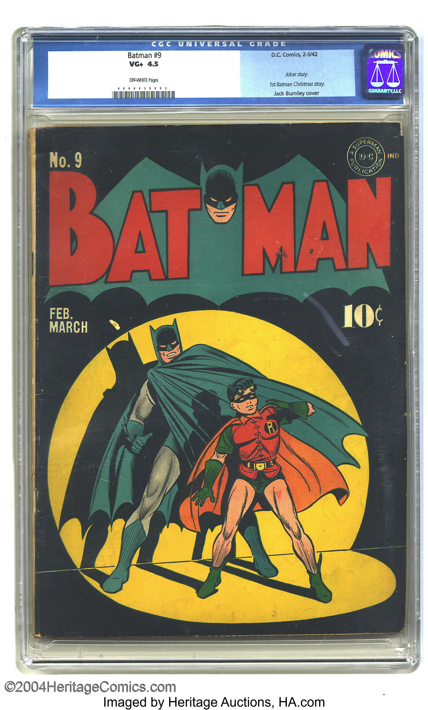 Batman #9 (DC, 1942) CGC VG+  Off-white pages. Great spotlight | Lot  #3050 | Heritage Auctions