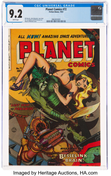 Golden Age (1938-1955):Science Fiction, Planet Comics #72 (Fiction House, 1953) CGC NM- 9.2 White pages....