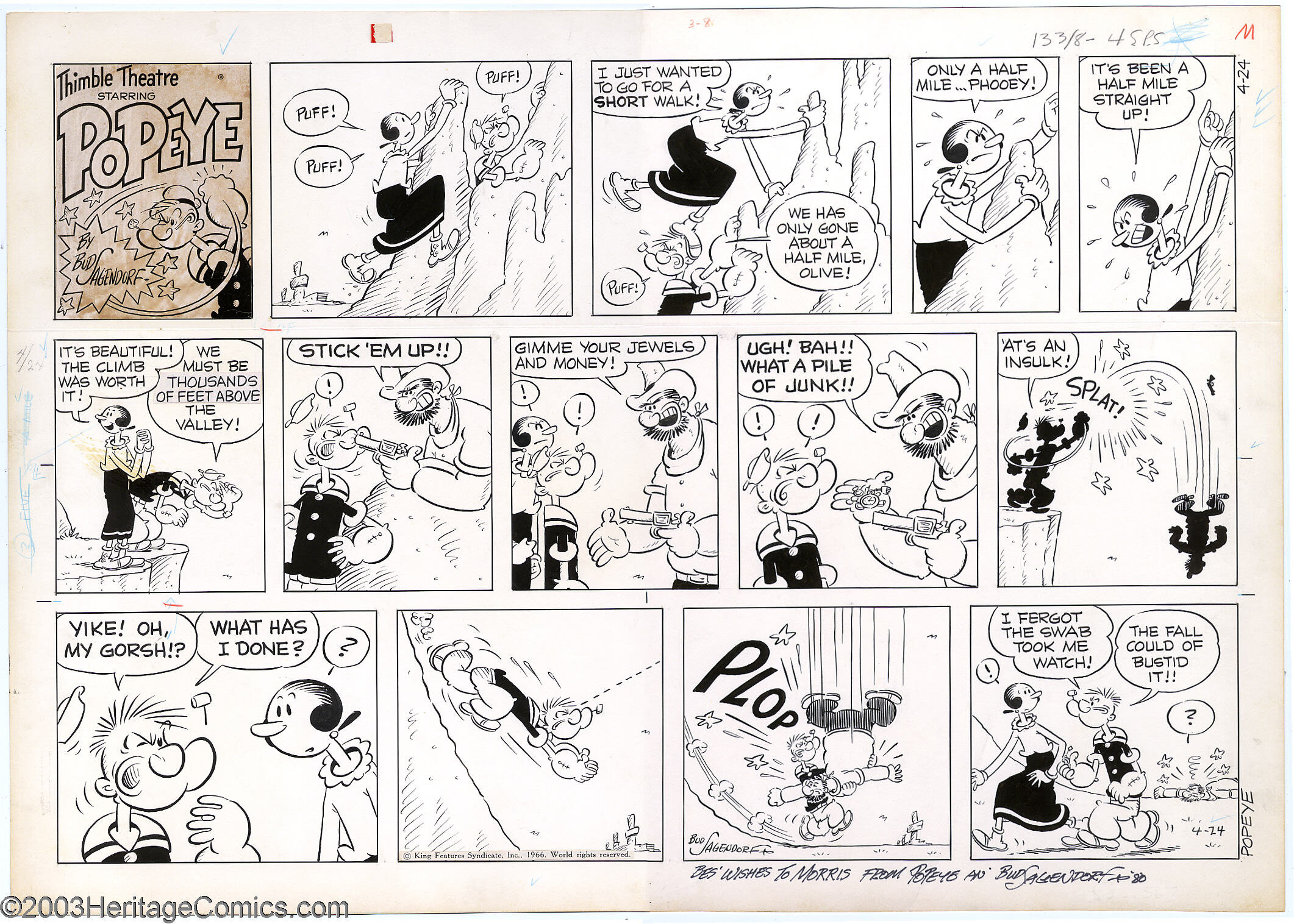 Speed Lines and other cartoon action effects -- by Popeye's Bud Sagendorf