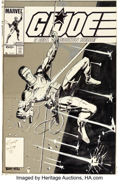 Arte em Quadrinhos Originais: Capas, Ed Hannigan e Klaus Janson G.I. Joe, Um Herói Americano de Verdade #21 Capa Snake-Eyes Original Art (Marvel, 1984)....