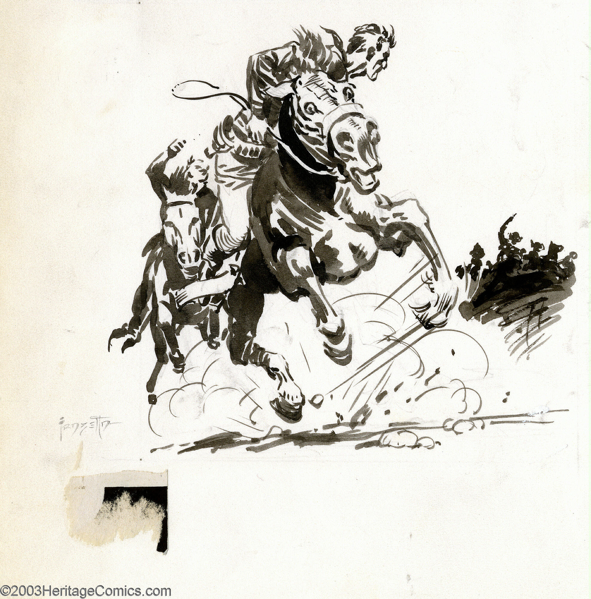 Frank Frazetta - Original Illustration, Riders on Horseback | Lot ...