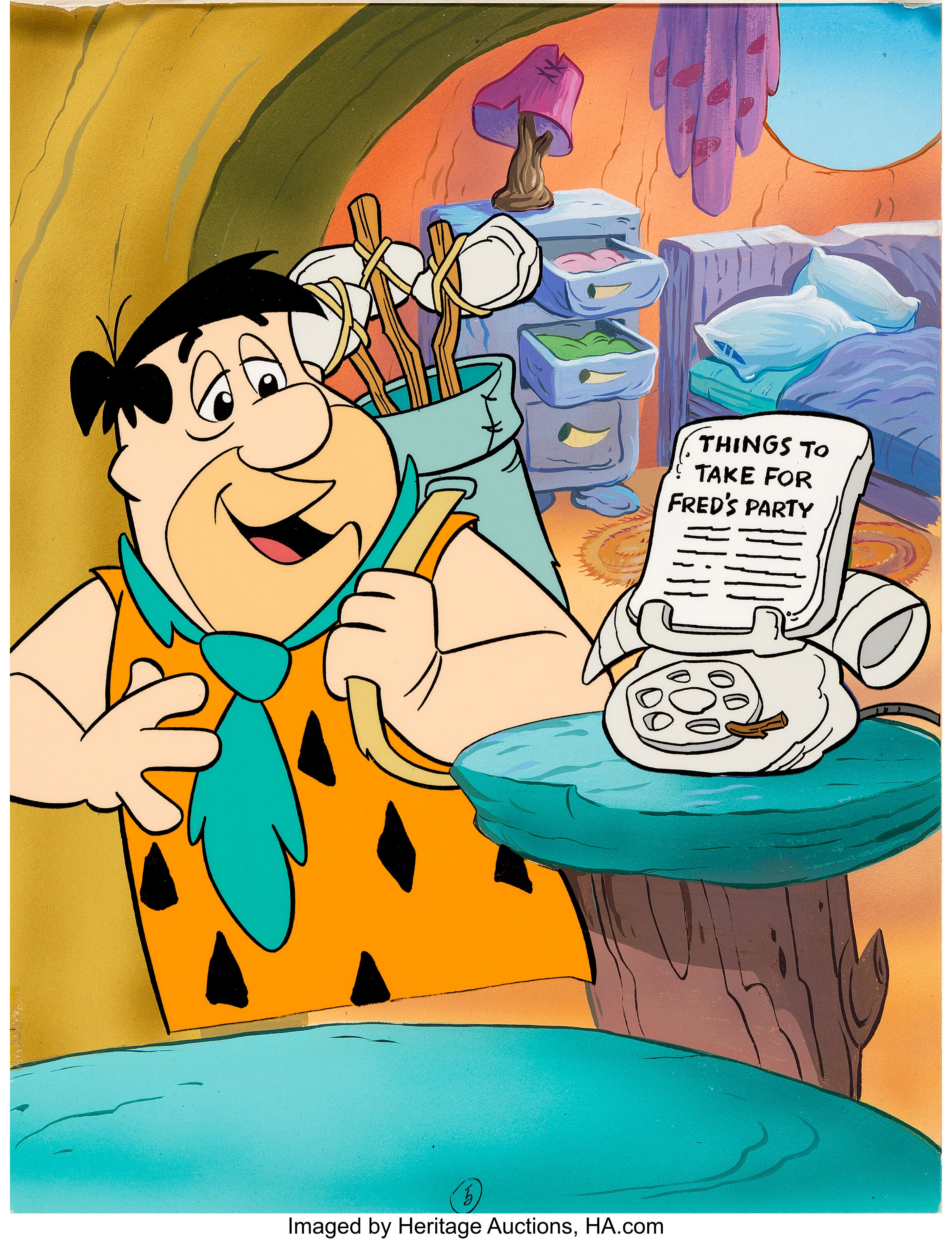 The Flintstones Fred Flintstone Storybook Illustration on Cel with ...