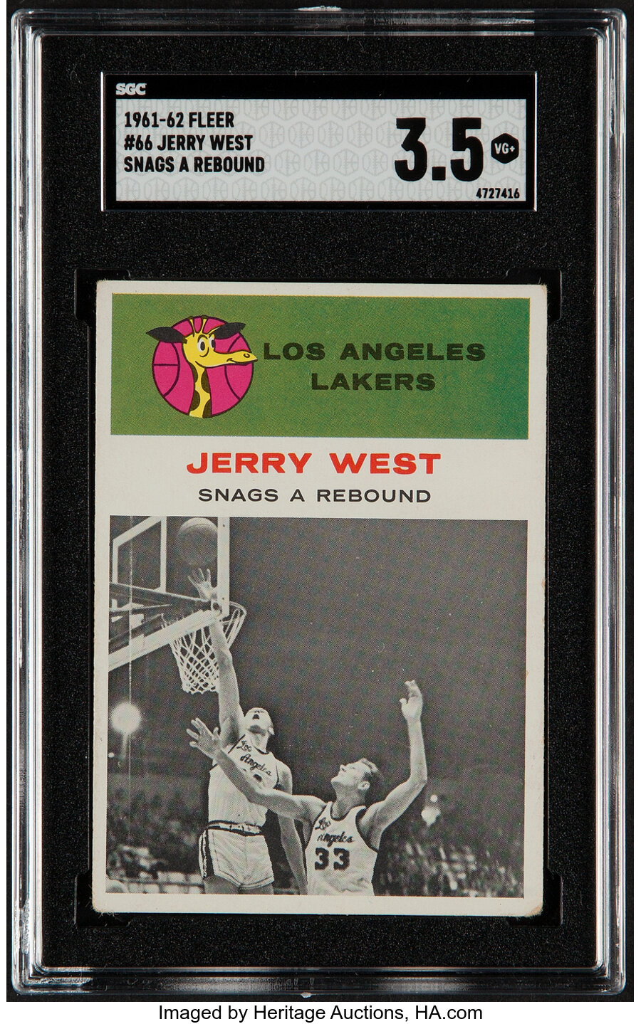 1961 Fleer Jerry West IA (Snags A Rebound) #66 SGC VG+ 3.5