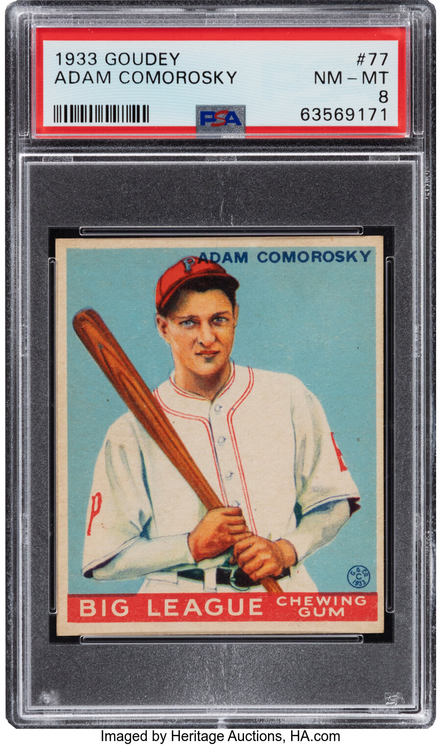 1933 Goudey Adam Comorosky #77 PSA NM-MT 8