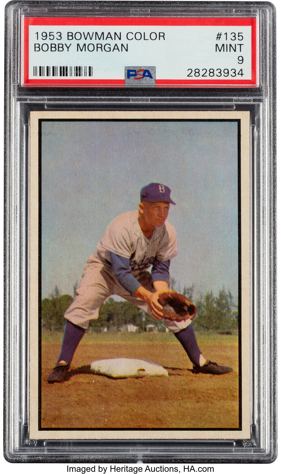 1953 Bowman Color Bobby Morgan #135 PSA Mint 9 - Only One Higher