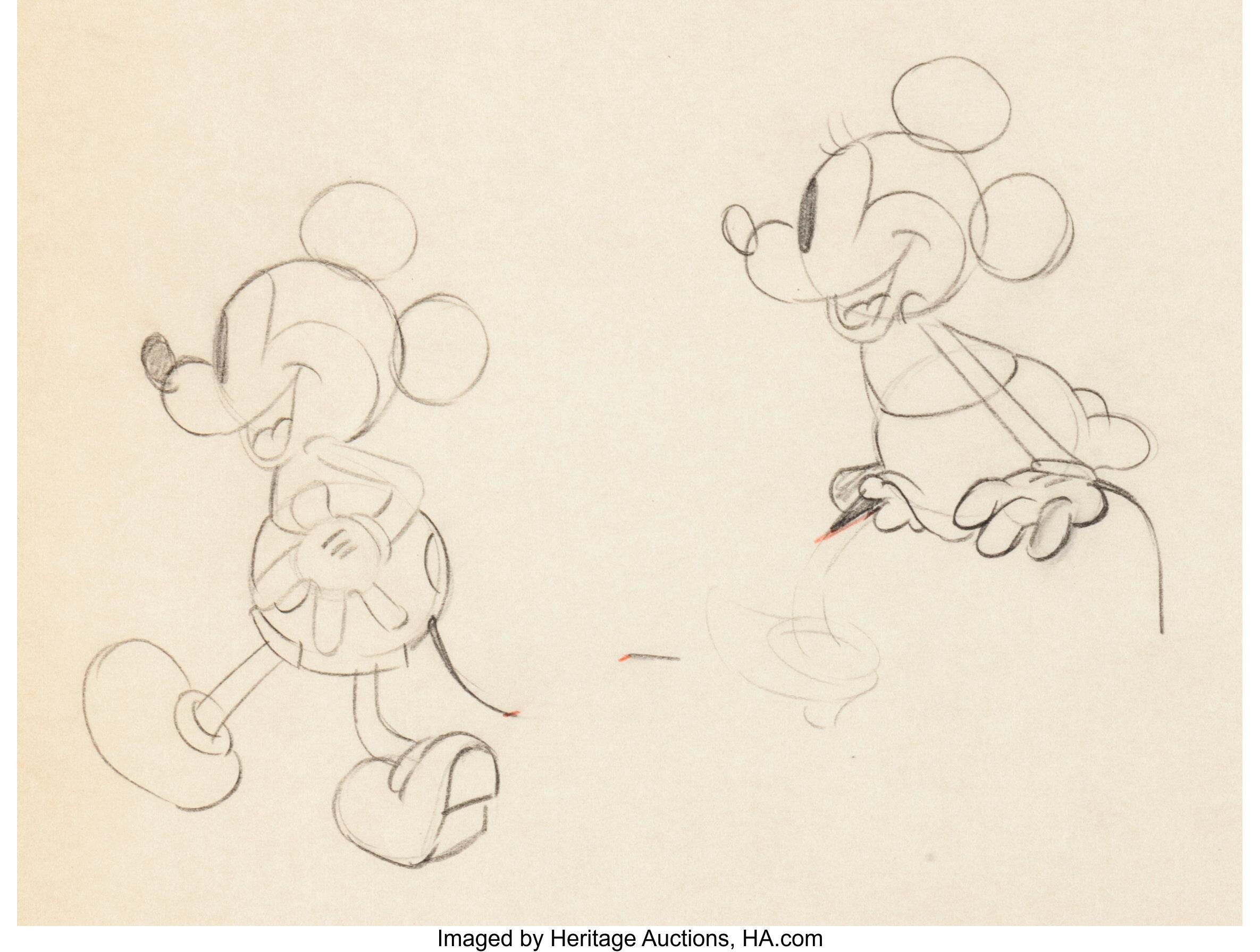 Puppy Love Mickey Mouse and Minnie Mouse Animation Drawing (Walt | Lot ...