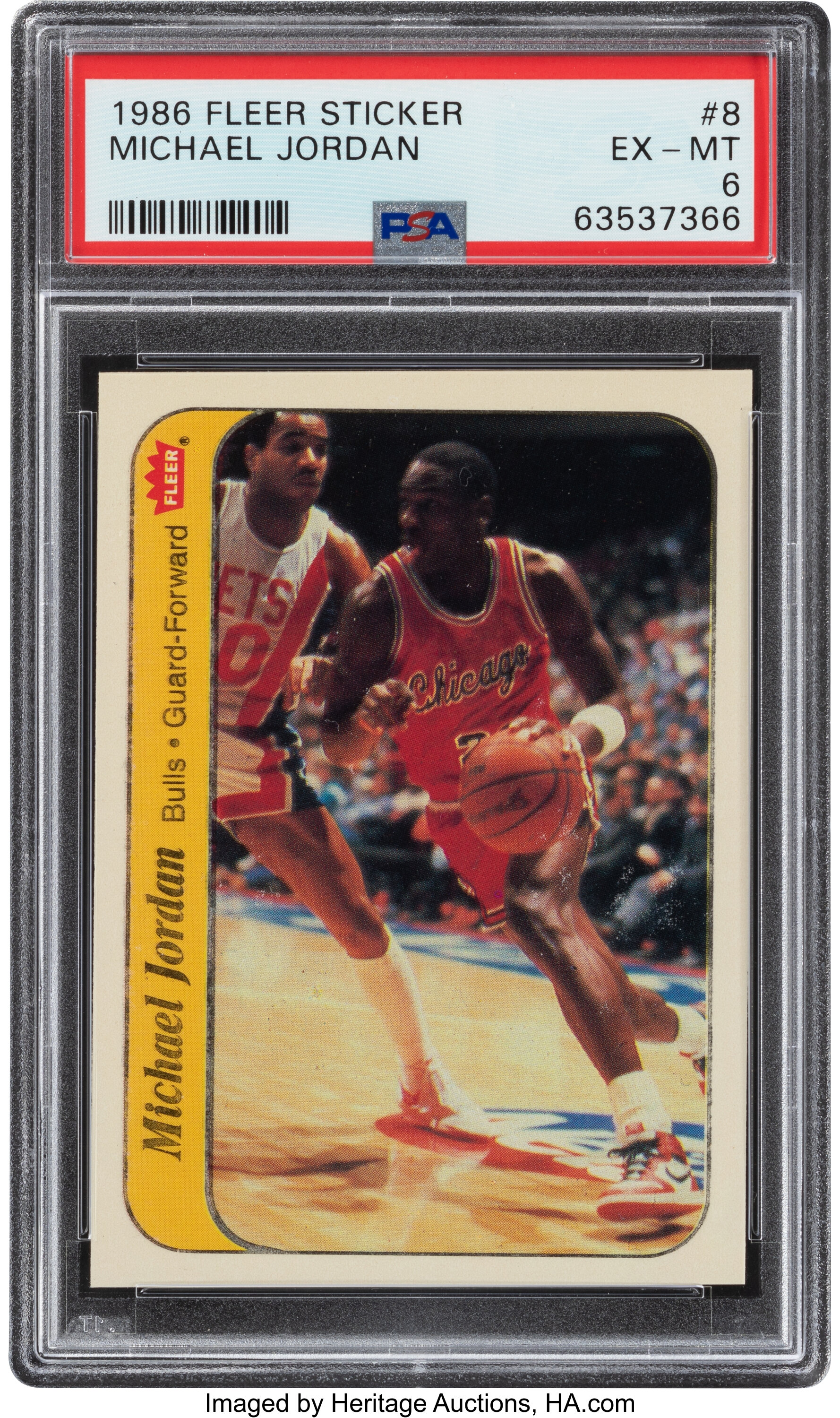 1986 Fleer Sticker Michael Jordan Rookie #8 PSA EX-MT 6.... | Lot ...