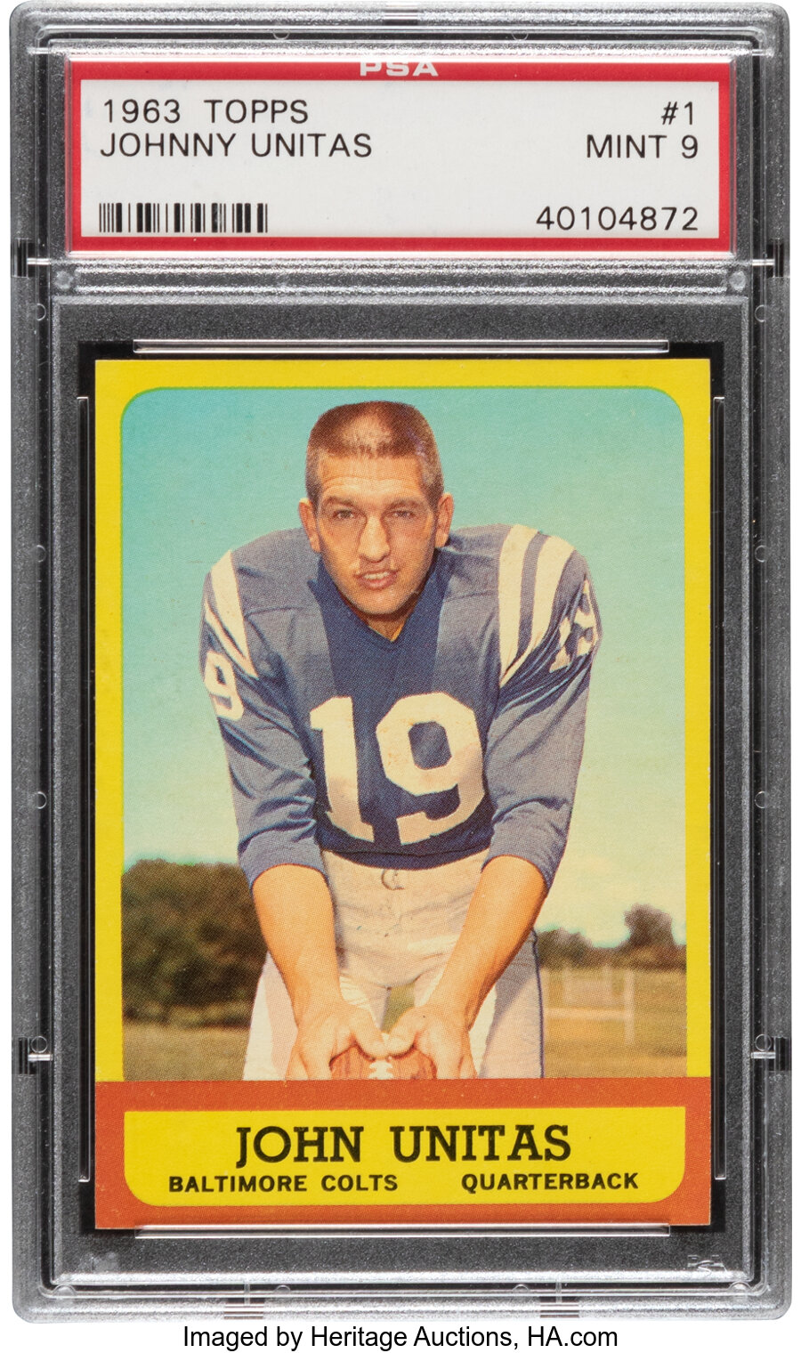 1963 Topps Johnny Unitas #1 PSA Mint 9 - Pop Four, None Higher